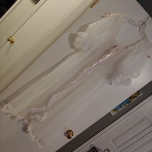 VINTAGE bridal lace nylon peignoir robe set gown